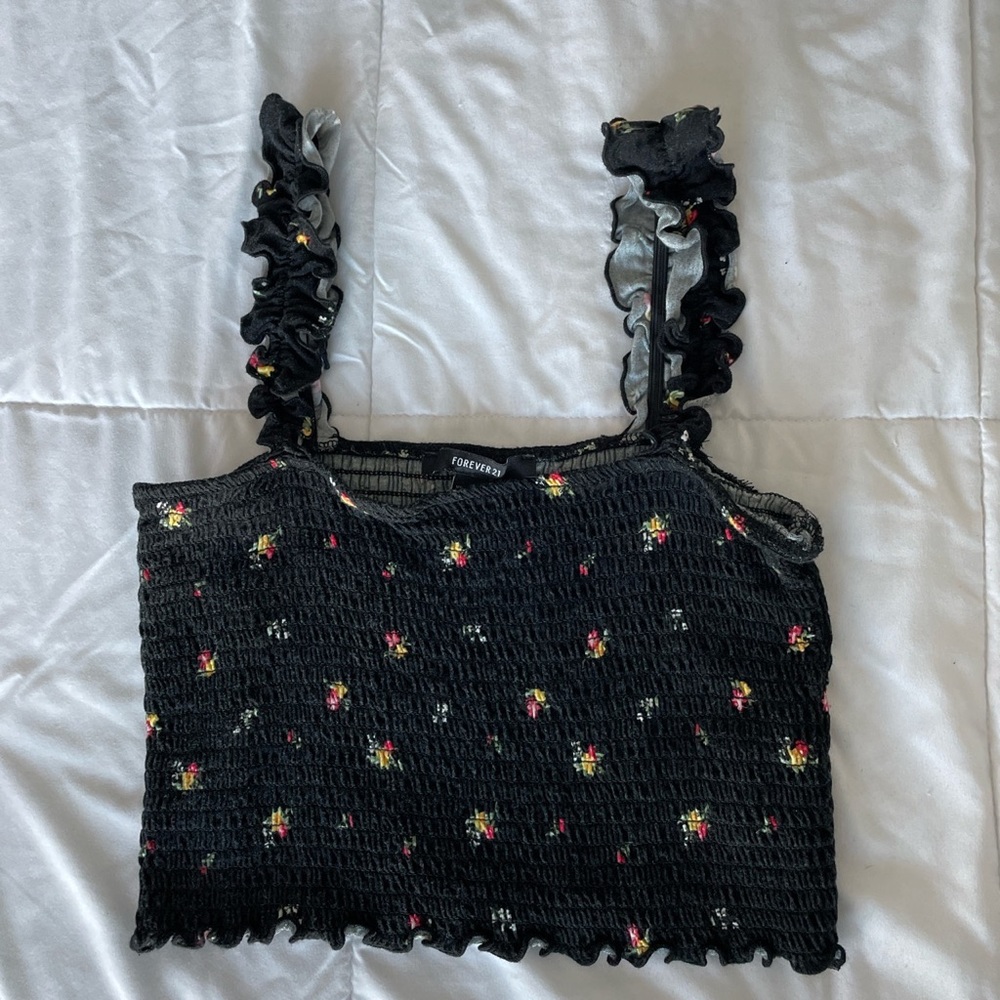 Black floral tank